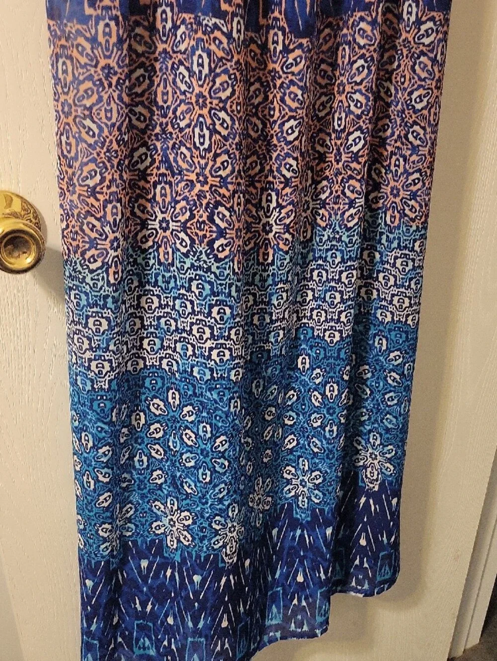 Lane Bryant Blue Patterned Maxi Dress With Removable Straps